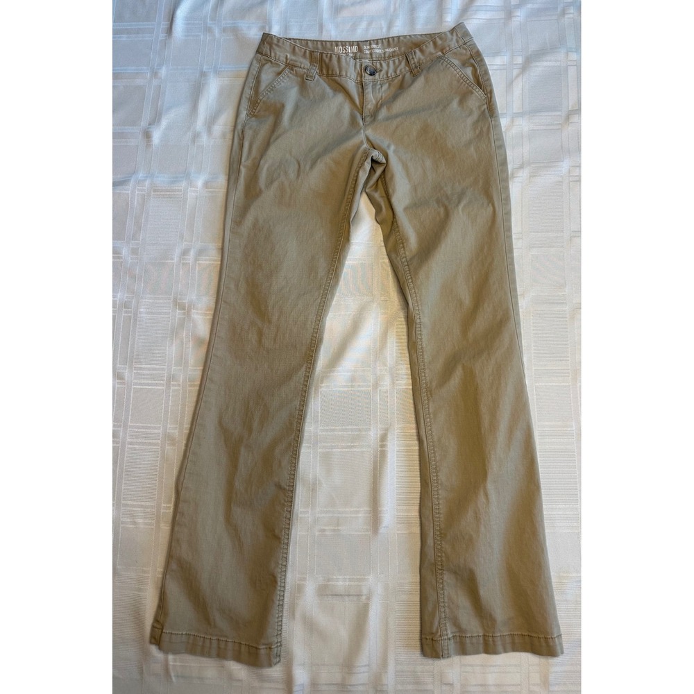 Mossimo Pants Women 5 Tan Slim Bootcut Chino Khaki Stretch Low Mid Rise Casual